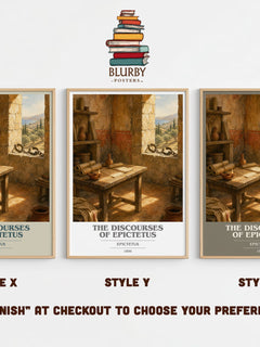 The discourses of Epictetus book cover print in frame leaning in hallway – philosophy wall art
