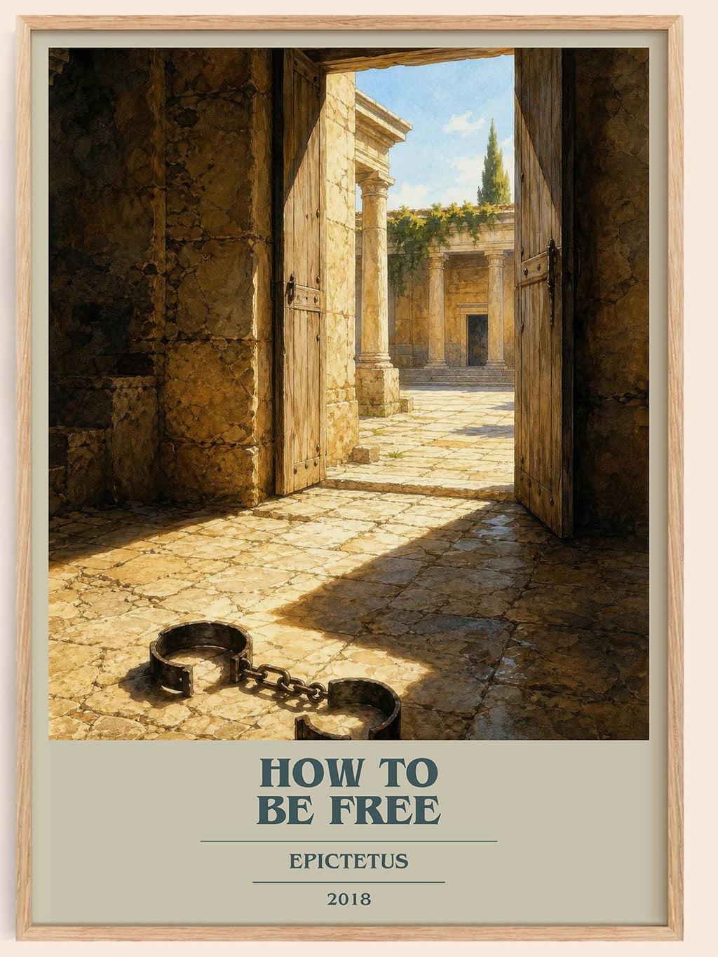 How to Be Free book cover book poster by Epictetus – framed literary art print