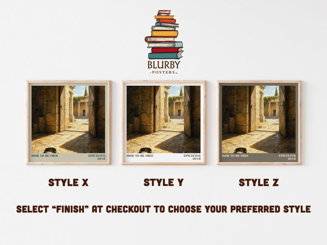 How to Be Free literary print in frame leaning in hallway – philosophy wall art (mockup)