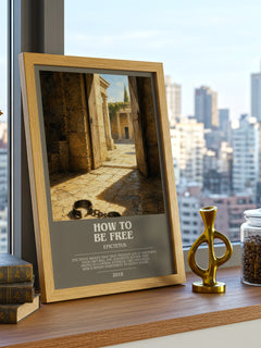 How to Be Free bookish print framed by window – literary home decor