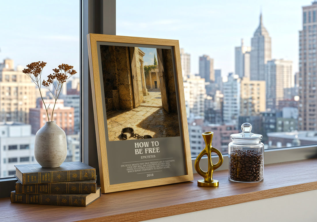 How to Be Free bookish print framed by window – literary home decor
