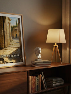 How to Be Free watercolour print on bookshelf – Epictetus fan gift
