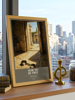 How to Be Free book cover print framed by window – literary home decor