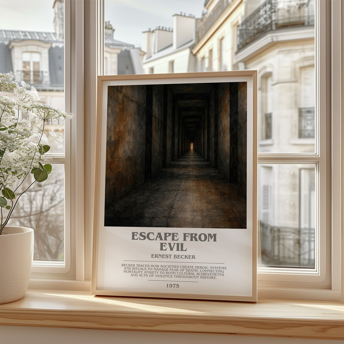 Escape from Evil bookish poster colour and style options – Ernest Becker book art