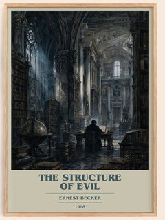 The structure of evil book cover book poster by Ernest Becker – framed literary art print