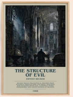 The structure of evil bookish book poster by Ernest Becker – framed literary art print