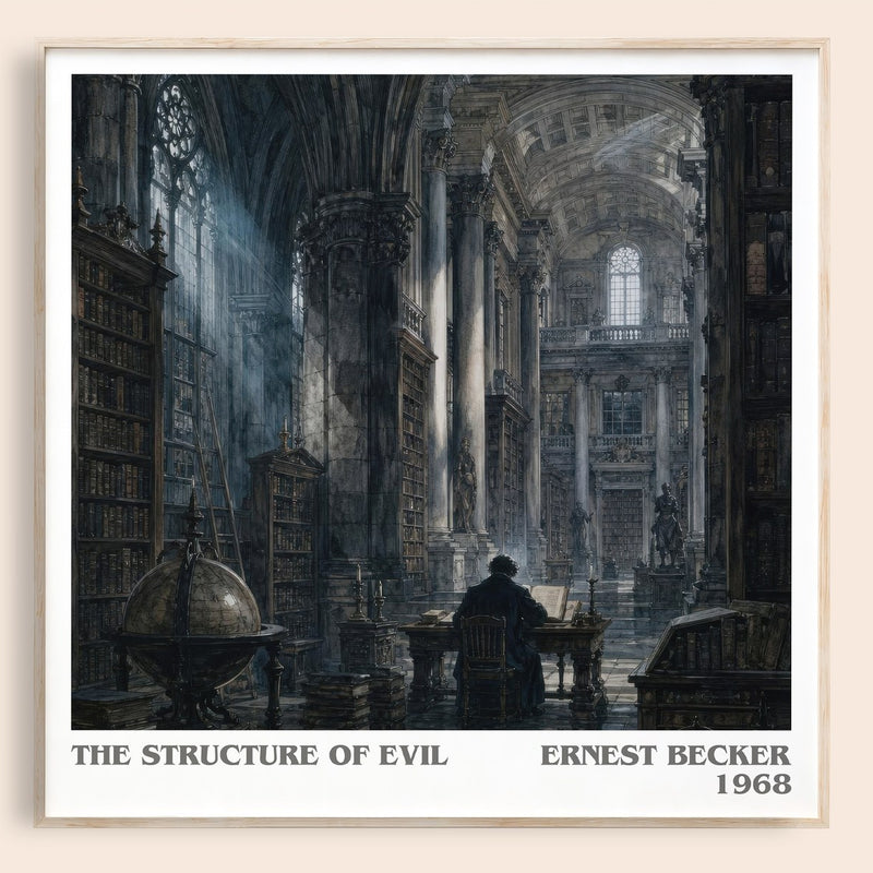 The structure of evil literary book poster by Ernest Becker – framed literary art print