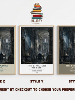 The structure of evil book cover print in frame leaning in hallway – philosophy wall art