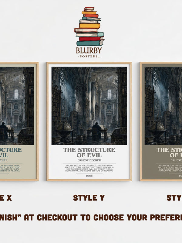 The structure of evil bookish print in frame leaning in hallway – philosophy wall art