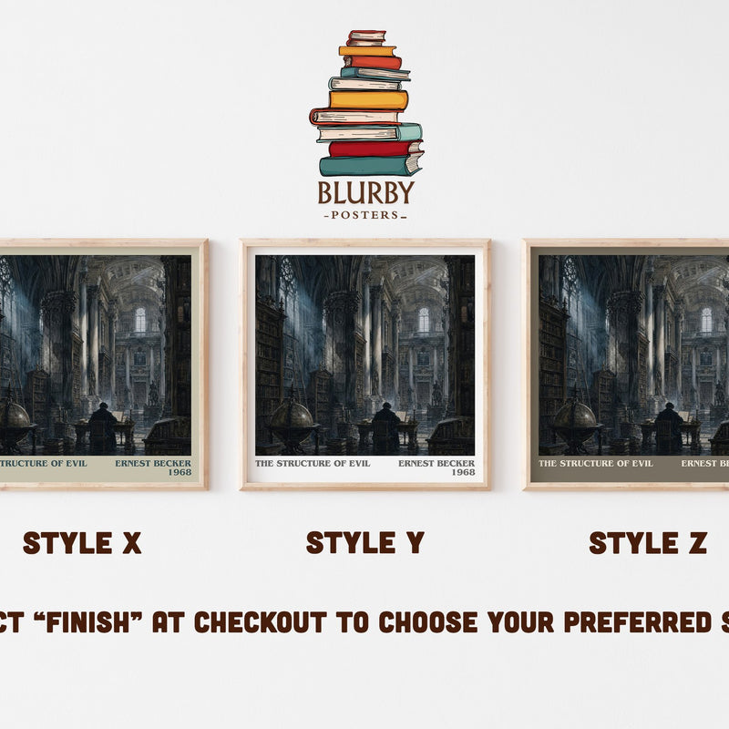 The structure of evil literary print in frame leaning in hallway – philosophy wall art