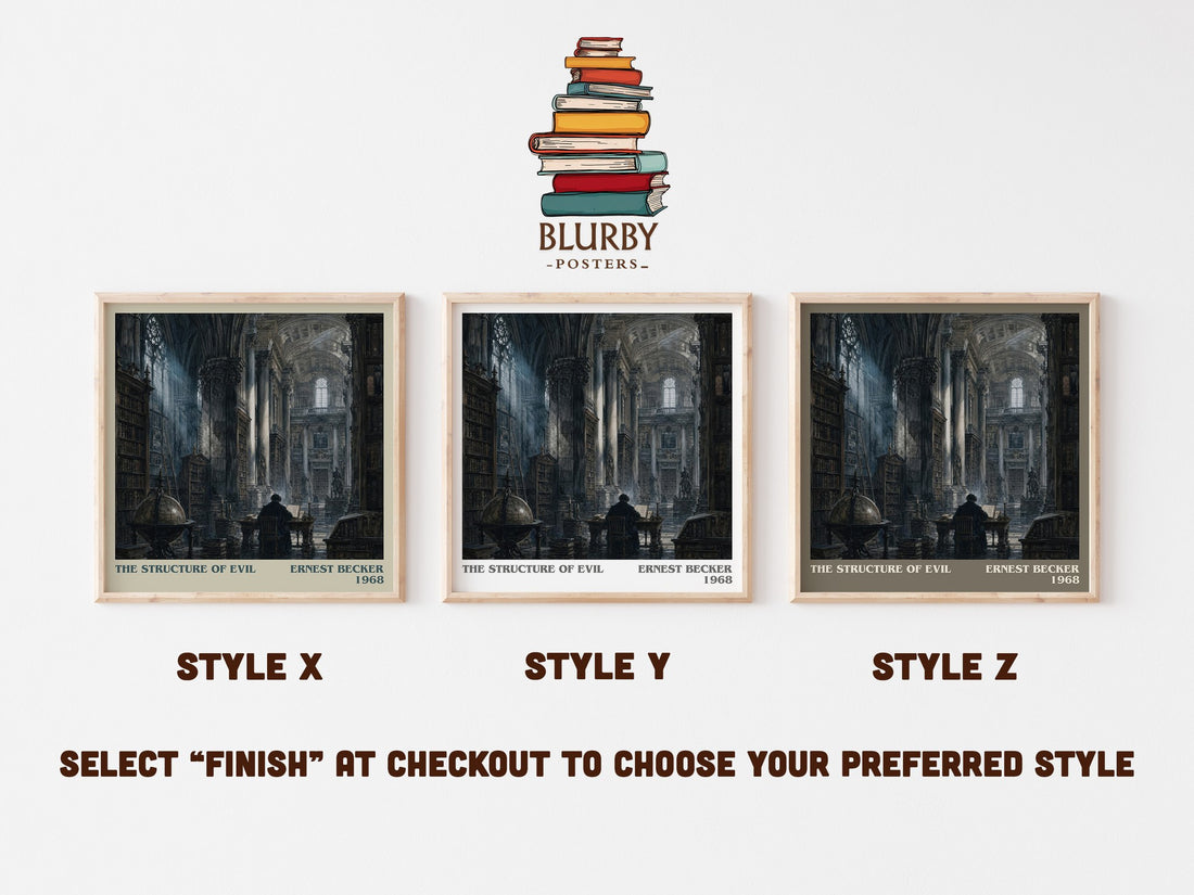 The structure of evil literary print in frame leaning in hallway – philosophy wall art (mockup)