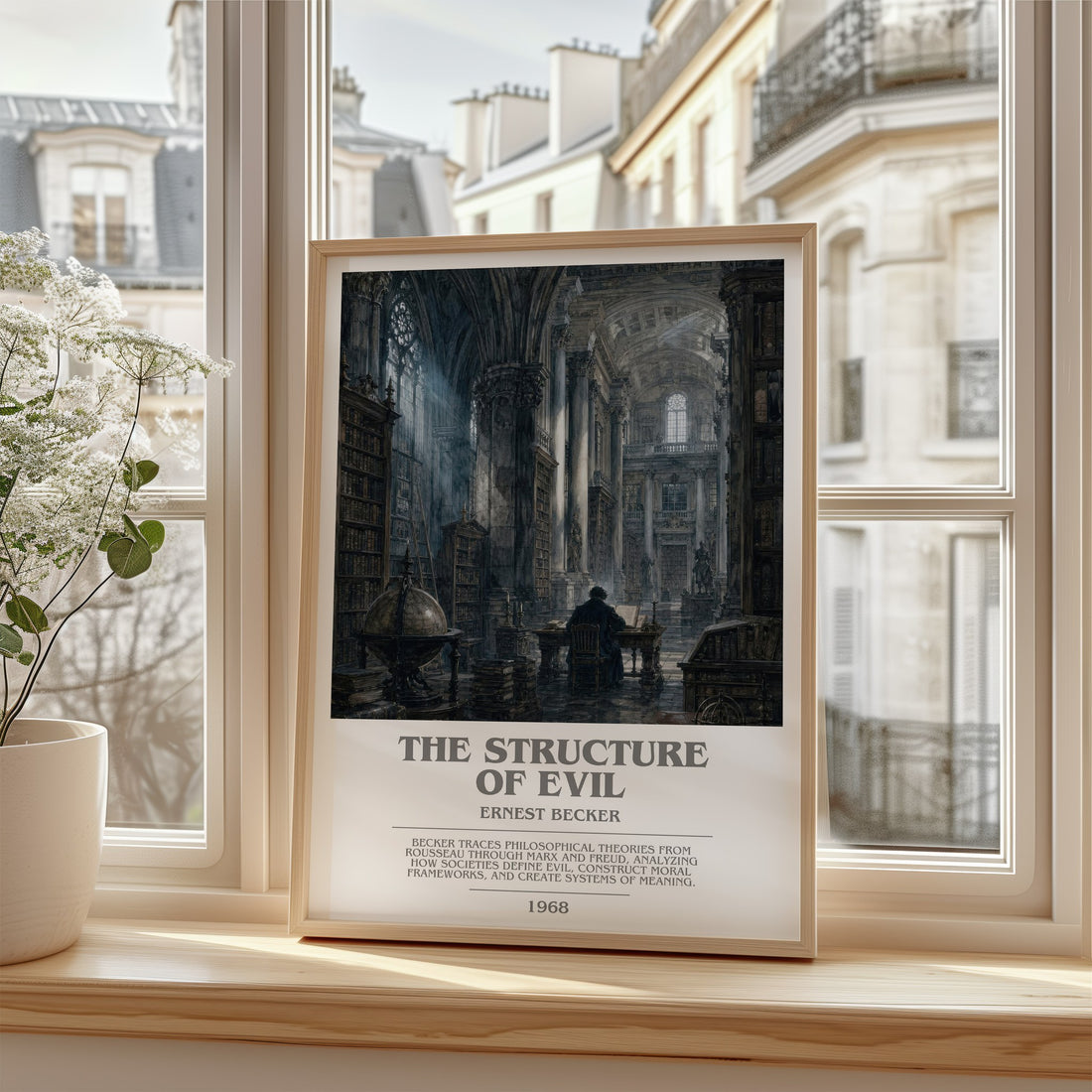 The structure of evil bookish poster colour and style options – Ernest Becker book art