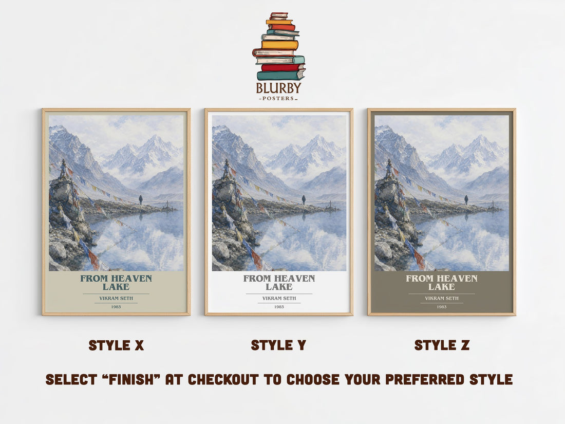 From Heaven Lake book cover print in frame leaning in hallway – non fiction wall art (mockup)