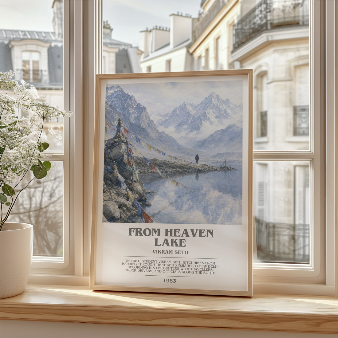 From Heaven Lake bookish poster colour and style options – Vikram Seth book art