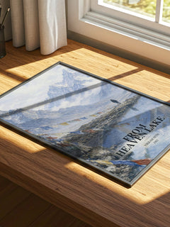From Heaven Lake watercolour book poster framed on wall – non fiction wall art