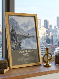 From Heaven Lake bookish print framed by window – literary home decor