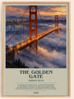 The Golden Gate bookish book poster by Vikram Seth – framed literary art print