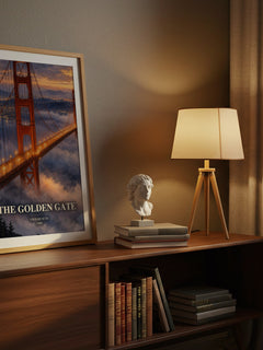 The Golden Gate watercolour print on bookshelf – Vikram Seth fan gift