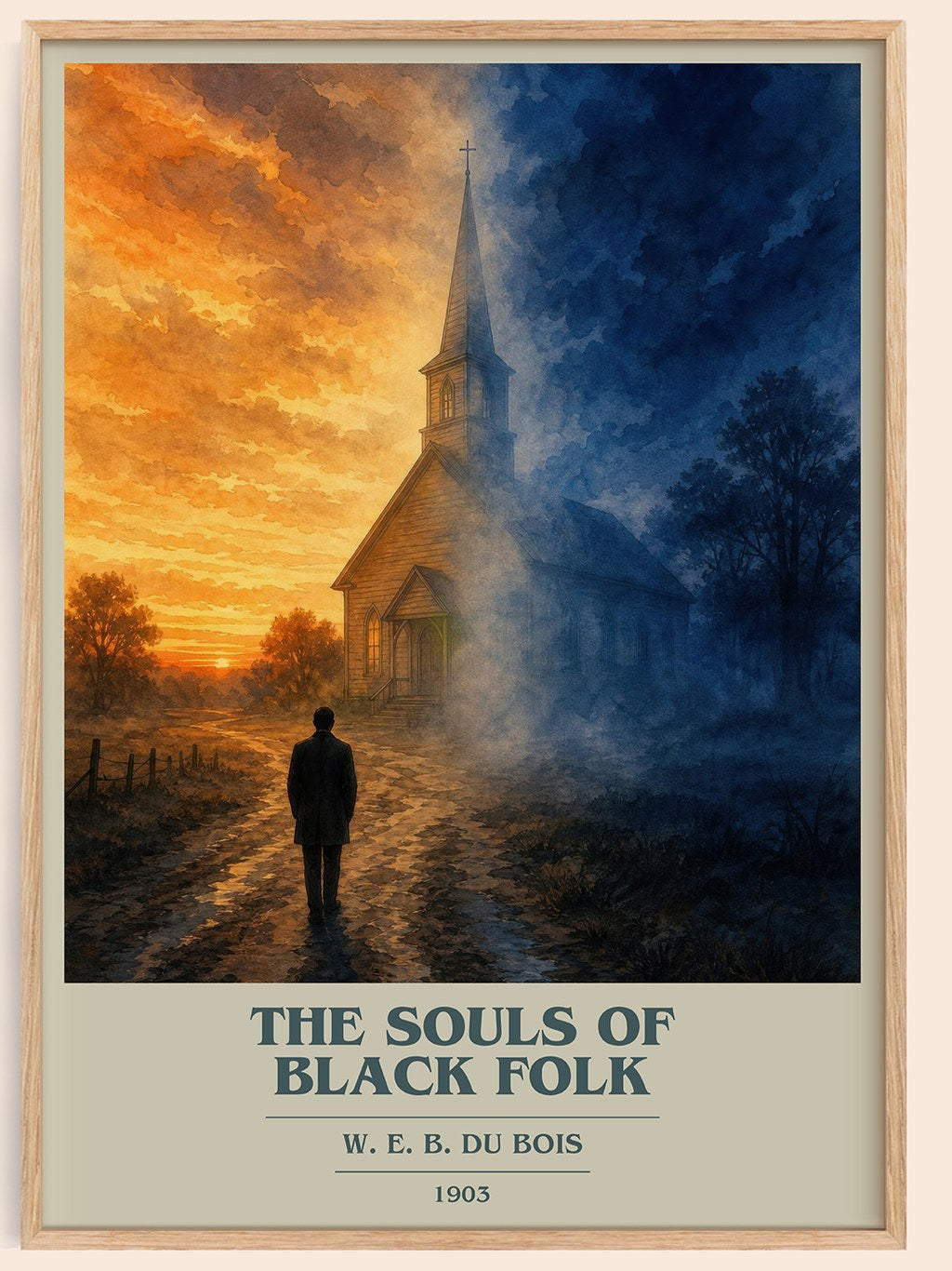 The Souls of Black Folk book cover book poster by W. E. B. Du Bois – framed literary art print