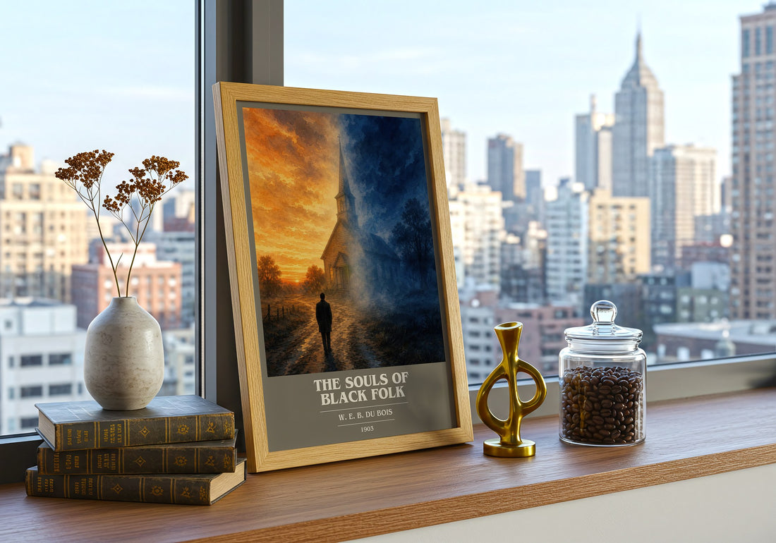 The Souls of Black Folk book cover print framed by window – literary home decor