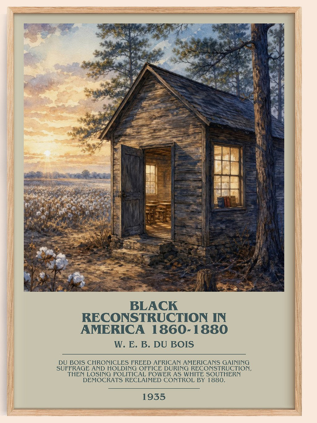 Black reconstruction in America 1860-1880 bookish book poster by W. E. B. Du Bois – framed literary art print