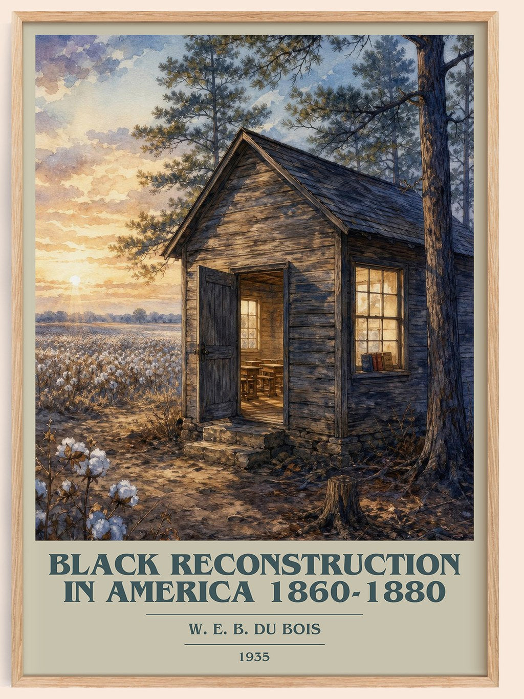 Black reconstruction in America 1860-1880 book cover book poster by W. E. B. Du Bois – framed literary art print