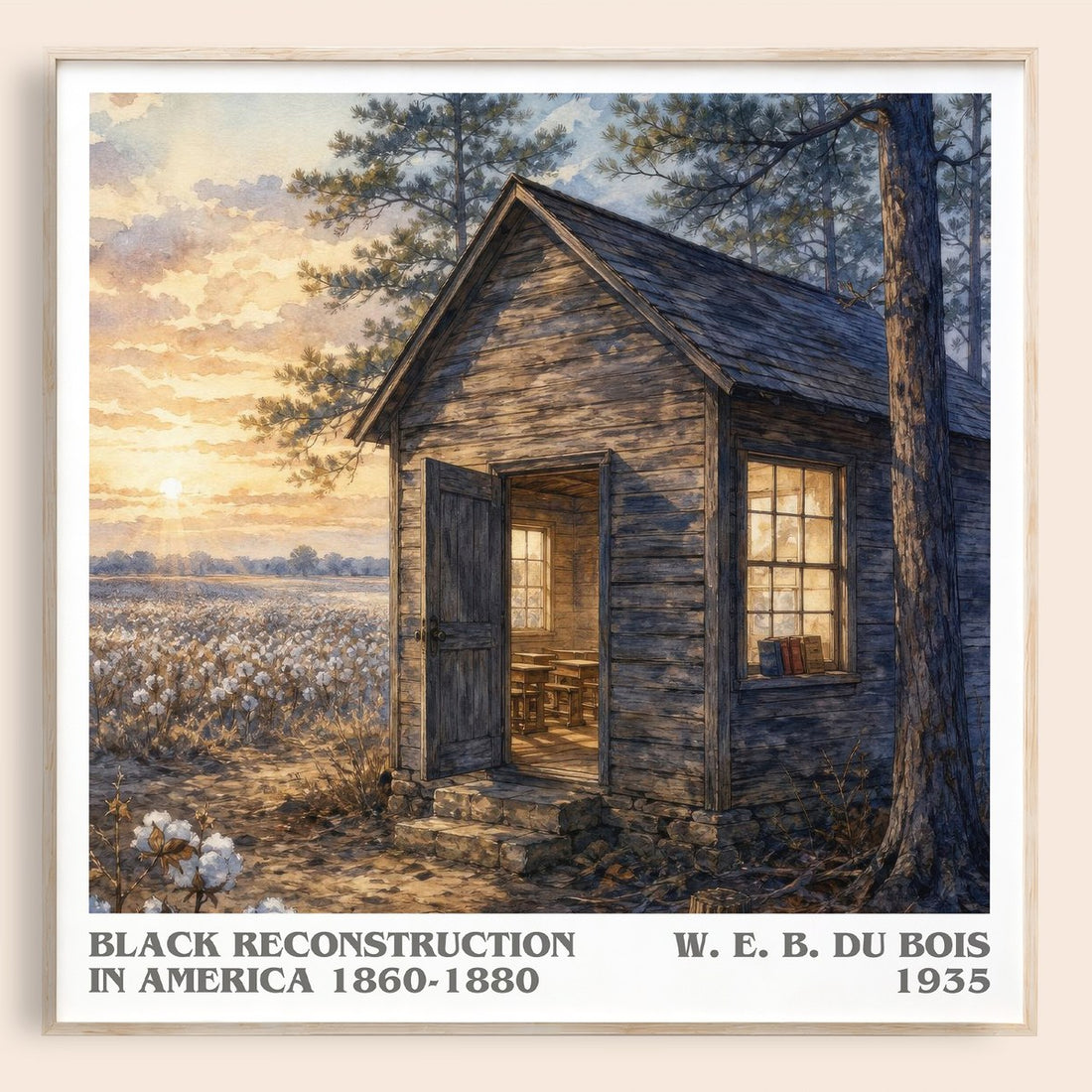 Black reconstruction in America 1860-1880 literary book poster by W. E. B. Du Bois – framed literary art print