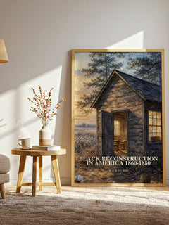 Black reconstruction in America 1860-1880 watercolour print in frame leaning in hallway – non fiction wall art