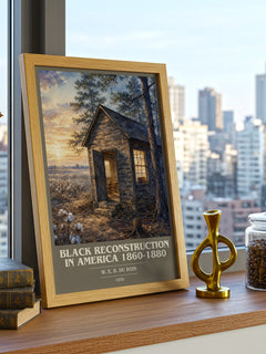 Black reconstruction in America 1860-1880 book cover print framed by window – literary home decor