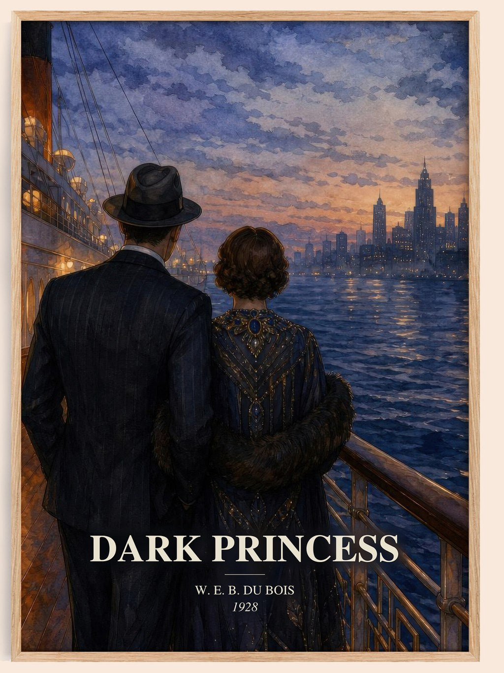 Dark princess watercolour book poster by W. E. B. Du Bois – framed literary art print