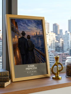 Dark princess book cover print framed by window – literary home decor