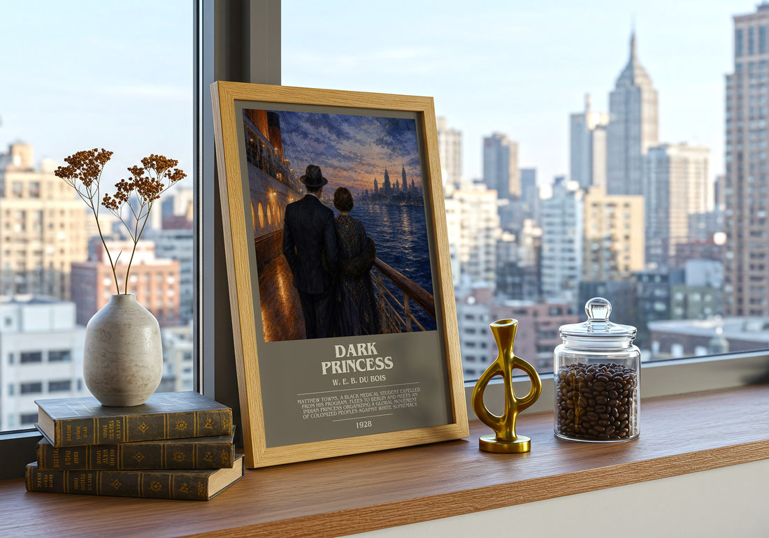 Dark princess Bookish Wall Art by W. E. B. Du Bois – framed print on a city-view windowsill