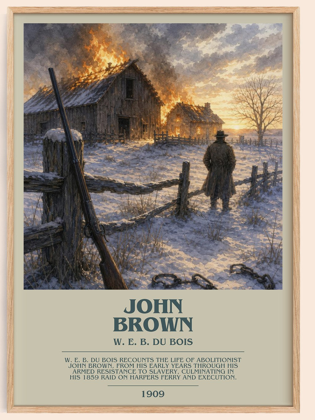 John Brown bookish book poster by W. E. B. Du Bois – framed literary art print