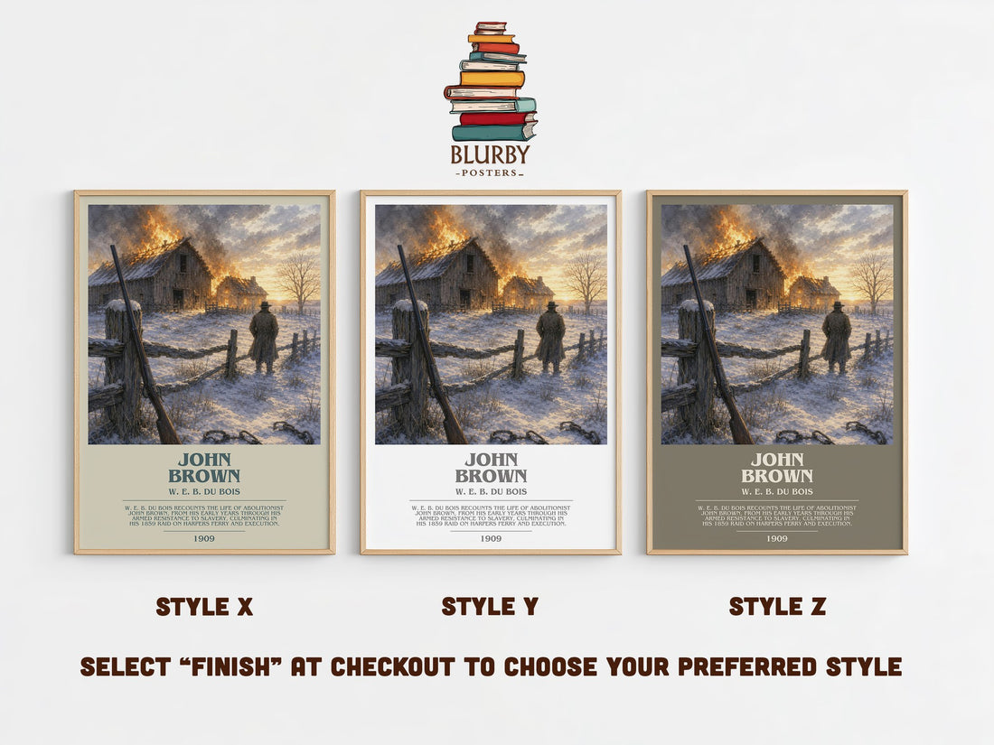 John Brown bookish print in frame leaning in hallway – non fiction wall art (mockup)