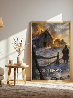 John Brown watercolour print in frame leaning in hallway – non fiction wall art