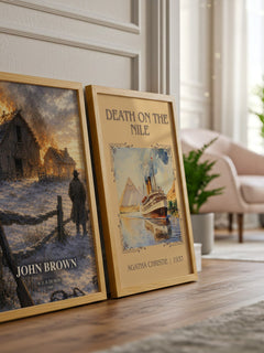 John Brown watercolour print framed by window – literary home decor