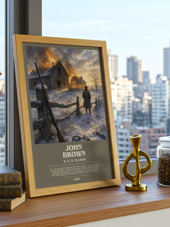 John Brown bookish print framed by window – literary home decor