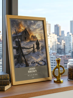 John Brown book cover print framed by window – literary home decor