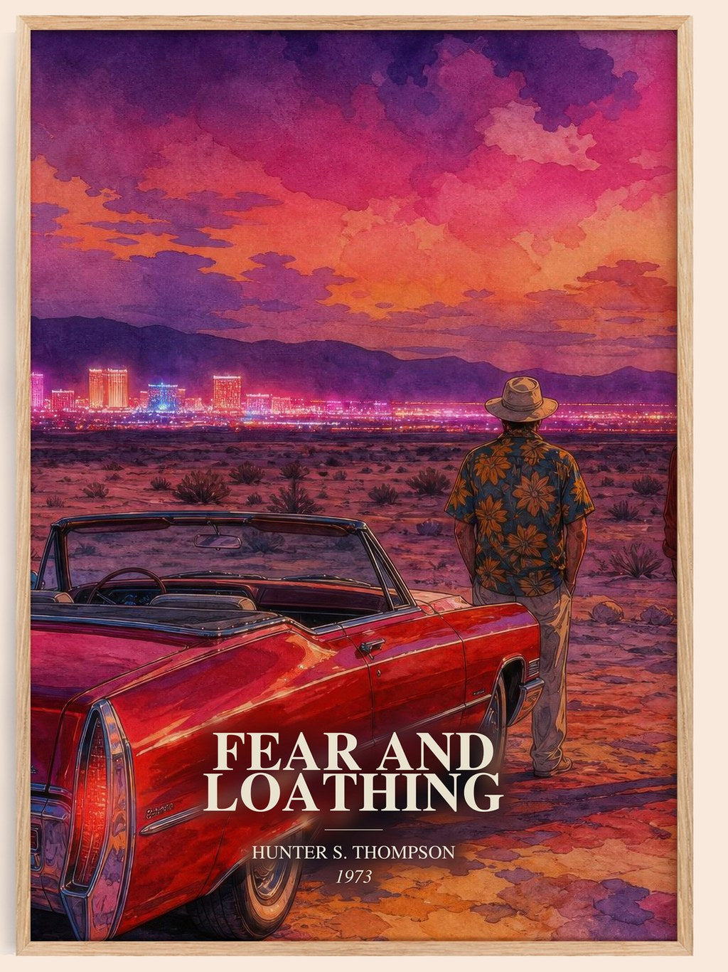Fear and Loathing watercolour book poster by Hunter S. Thompson – framed literary art print