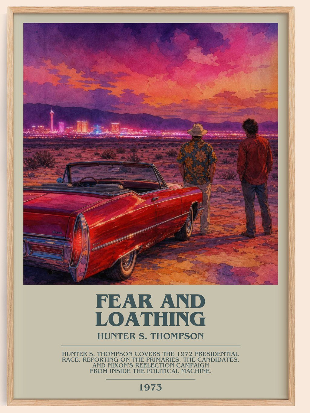 Fear and Loathing bookish book poster by Hunter S. Thompson – framed literary art print