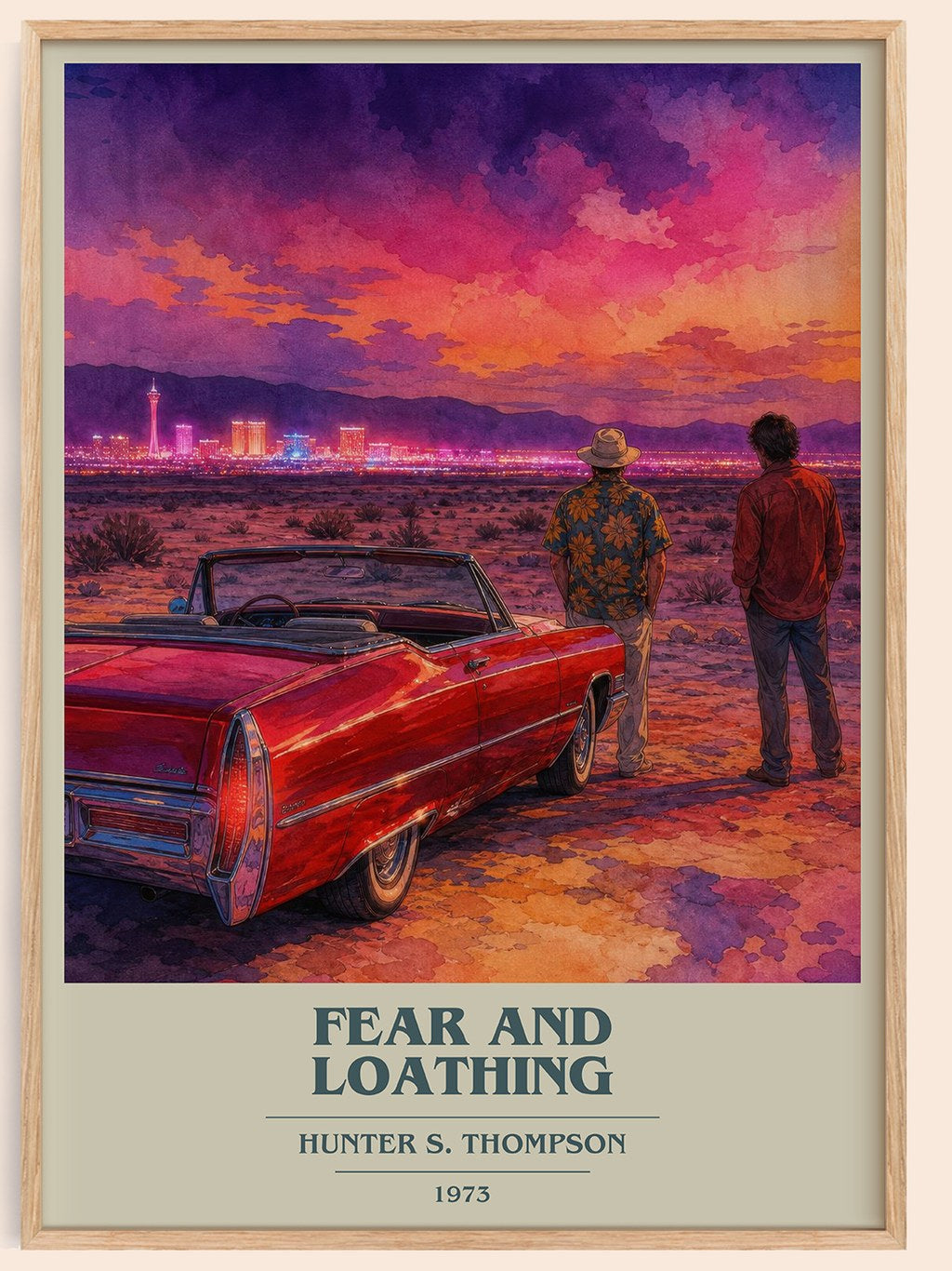 Fear and Loathing book cover book poster by Hunter S. Thompson – framed literary art print