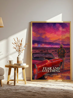 Fear and Loathing watercolour print in frame leaning in hallway – literary fiction wall art