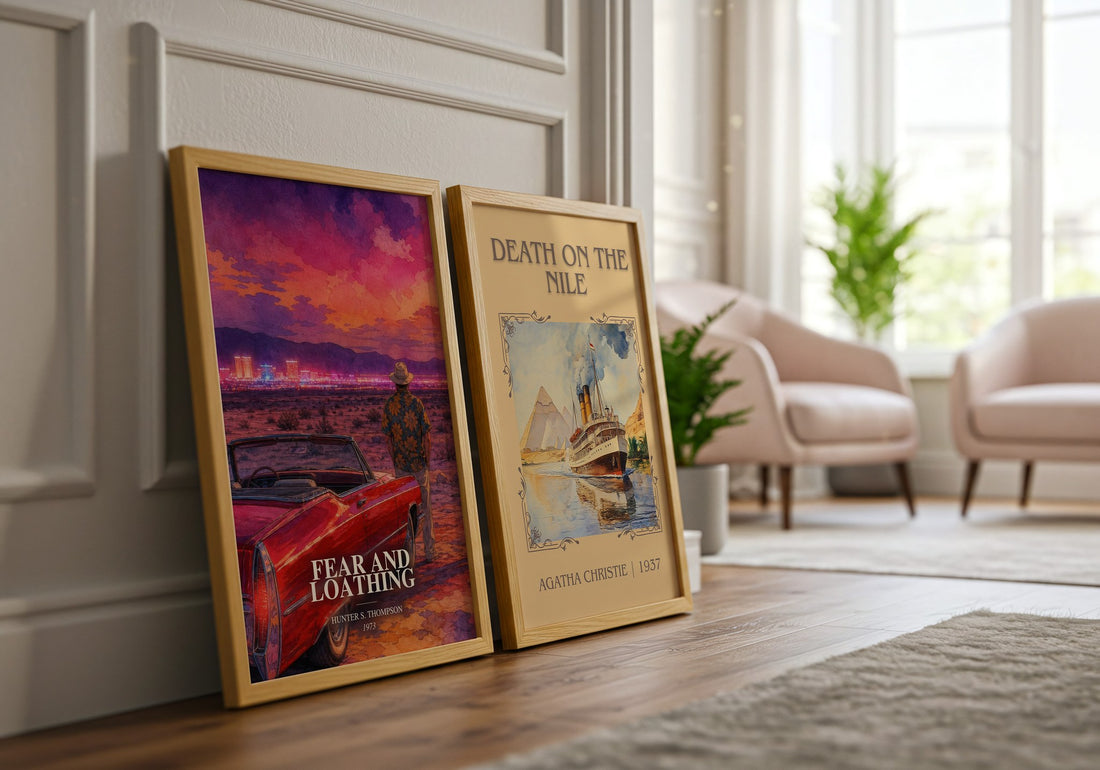 Fear and Loathing watercolour print framed by window – literary home decor