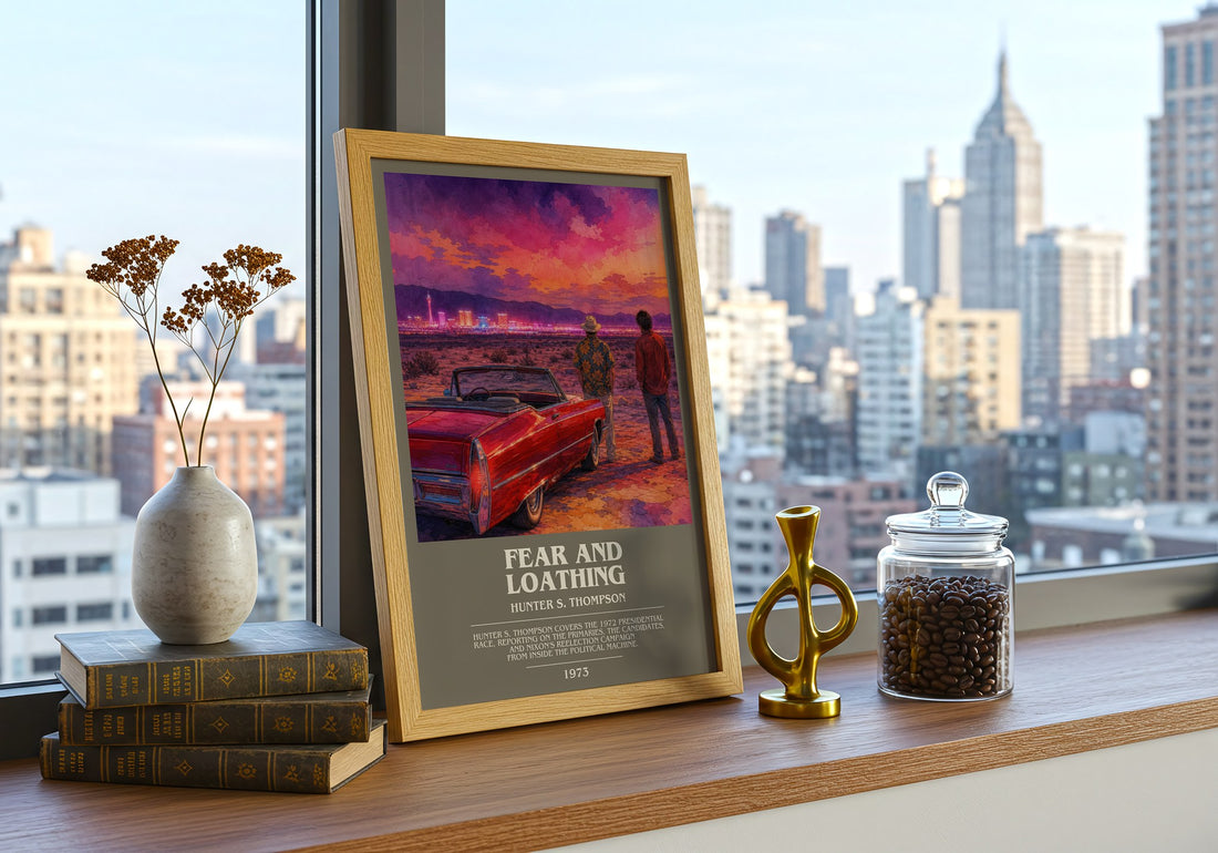 Fear and Loathing bookish print framed by window – literary home decor
