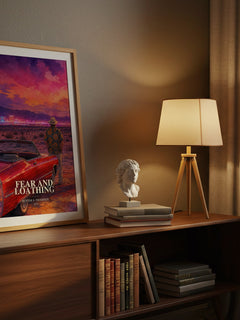 Fear and Loathing watercolour print on bookshelf – Hunter S. Thompson fan gift