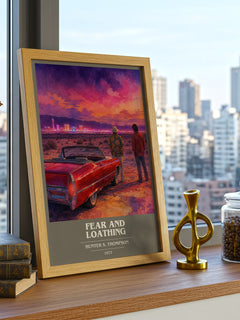 Fear and Loathing book cover print framed by window – literary home decor