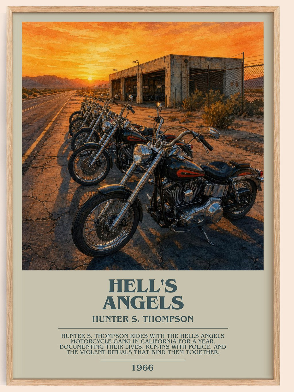 Hell's Angels bookish book poster by Hunter S. Thompson – framed literary art print