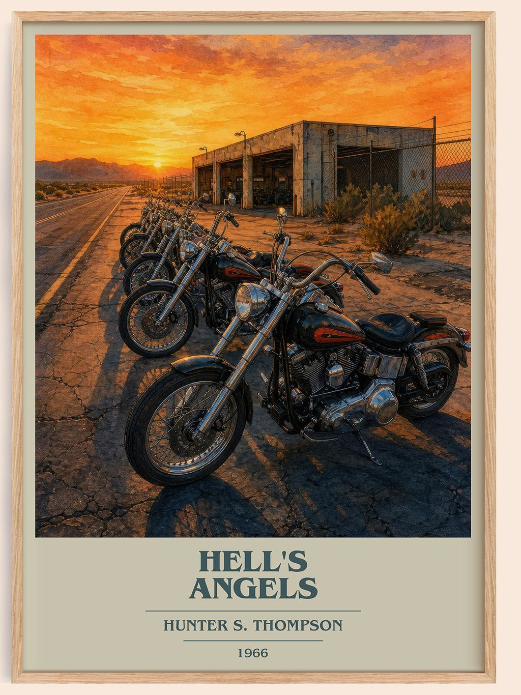 Hell's Angels book cover book poster by Hunter S. Thompson – framed literary art print
