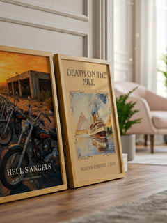 Hell's Angels watercolour print framed by window – literary home decor