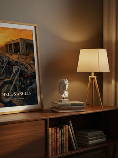 Hell's Angels watercolour print on bookshelf – Hunter S. Thompson fan gift